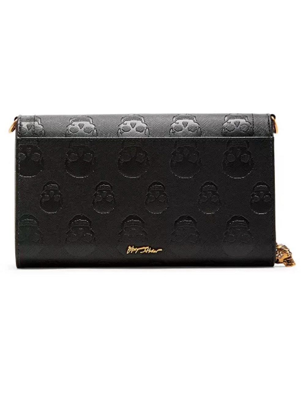 Betsey Johnson Black Embossed Clutch with Gold Logo